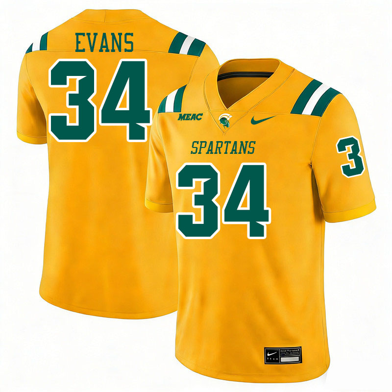 Norfolk State Spartans #34 X'Zavion Evans College Football Jerseys,Uniforms Stitched-Gold